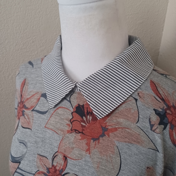 Zac & Rachel Gray Floral Print Layered Look Shirt XL Long Sleeve Collard… - Picture 3 of 14